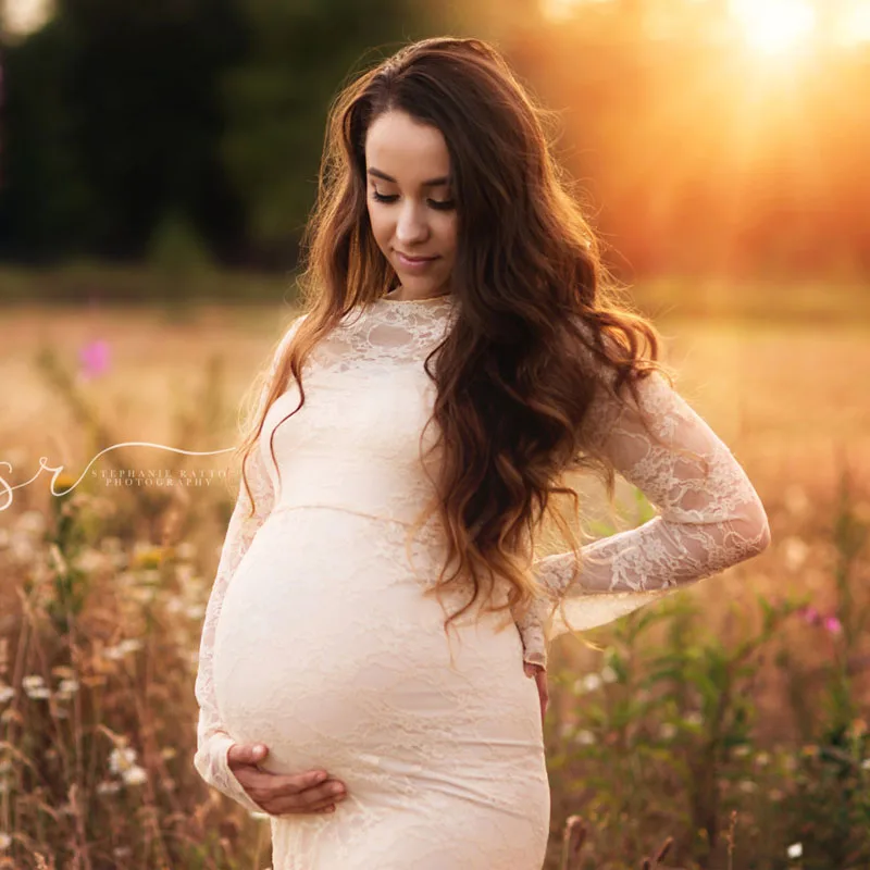 New Maternity Photography Props Maxi Dress Maternity gown Lace Dress Fancy Shooting Photo Clothes for Pregnant Women