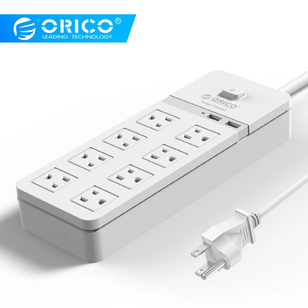 Цена ORICO SPT S8 usb порты 8 AC защита от перенапряжения мощность разъем с USB мощность полосы IC для дома и офиса 8 порты AC разъем