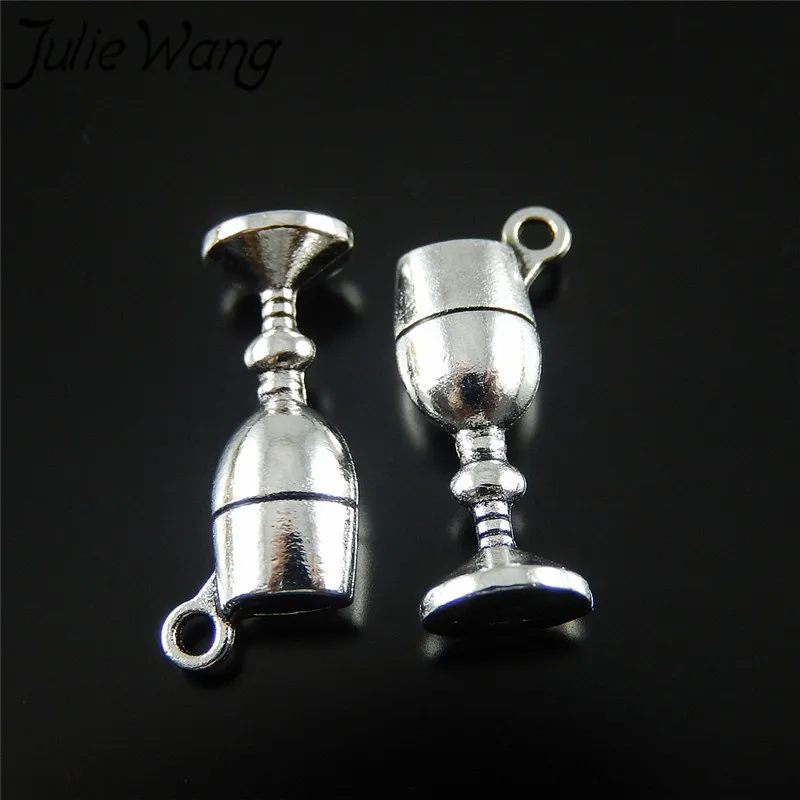 Julie Wang 50pcs/pack Zinc Alloy White K Color Home Goblet Wine Glass Shape Pendant Bedroom Jewelry Accessories DIY Craft | Украшения и