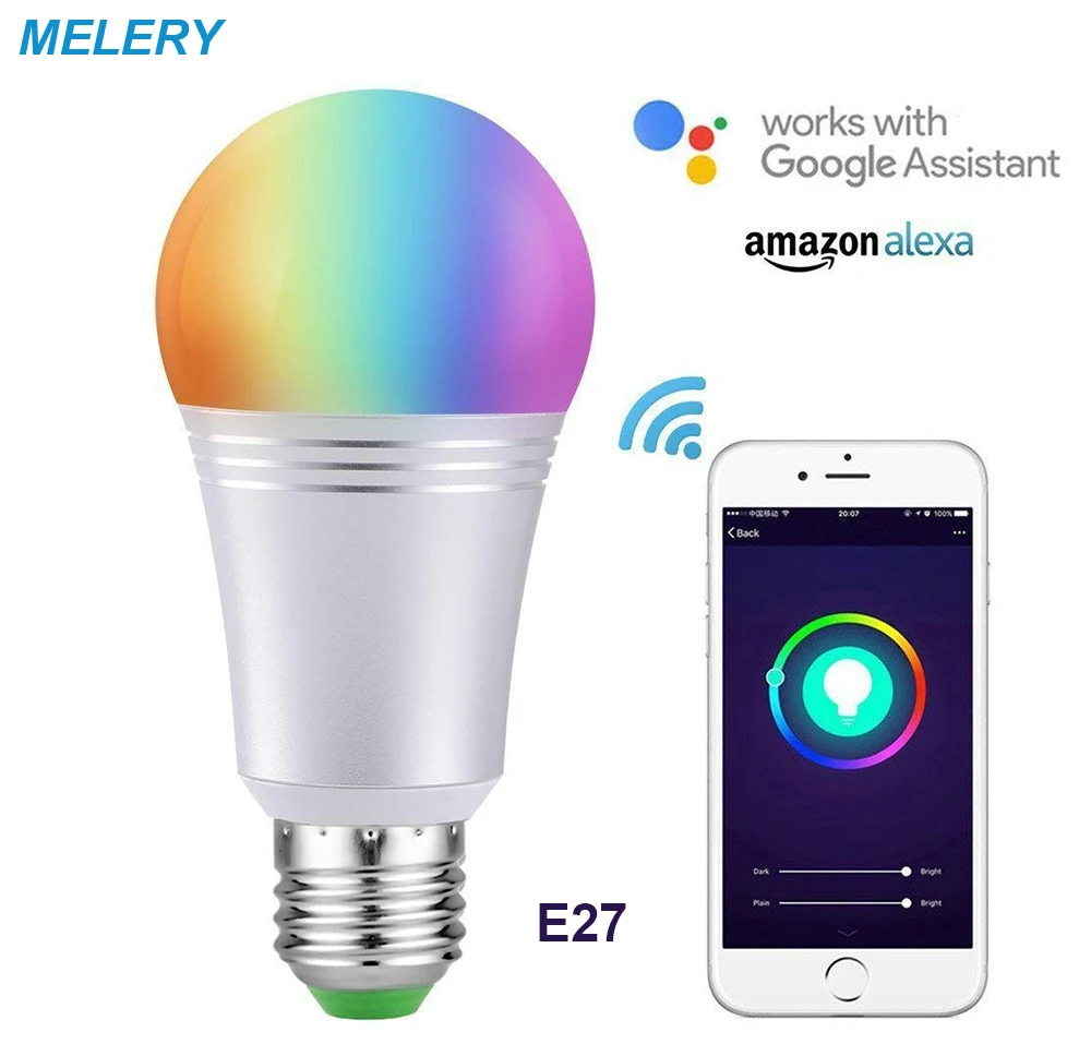 

WiFi Smart LED Light Bulb 7W E27 Lamp 60W Equivalent Dimmable Smartphone Controlled Works with Alexa Google Home Assistant