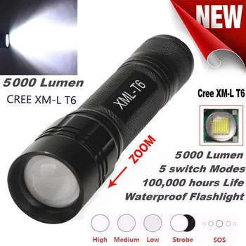 5 Modes XM-T6 Super Bright X800 Tactical Flashlight LED Zoom Military Torch
