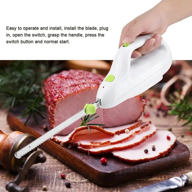 Kitchen Electric Freeze Meat Knife Saw 220-240V Eu Automatic Kitchen Meat Bread Turkey Knives Serrated Cleaver Cutting Tools E