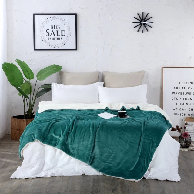 Dine Green Winter Wool Blanket Ferret Cashmere Warm Blankets Dine Green Winter Wool Blanket Ferret Cashmere Warm Blankets Fleece Plaid Super Throw On