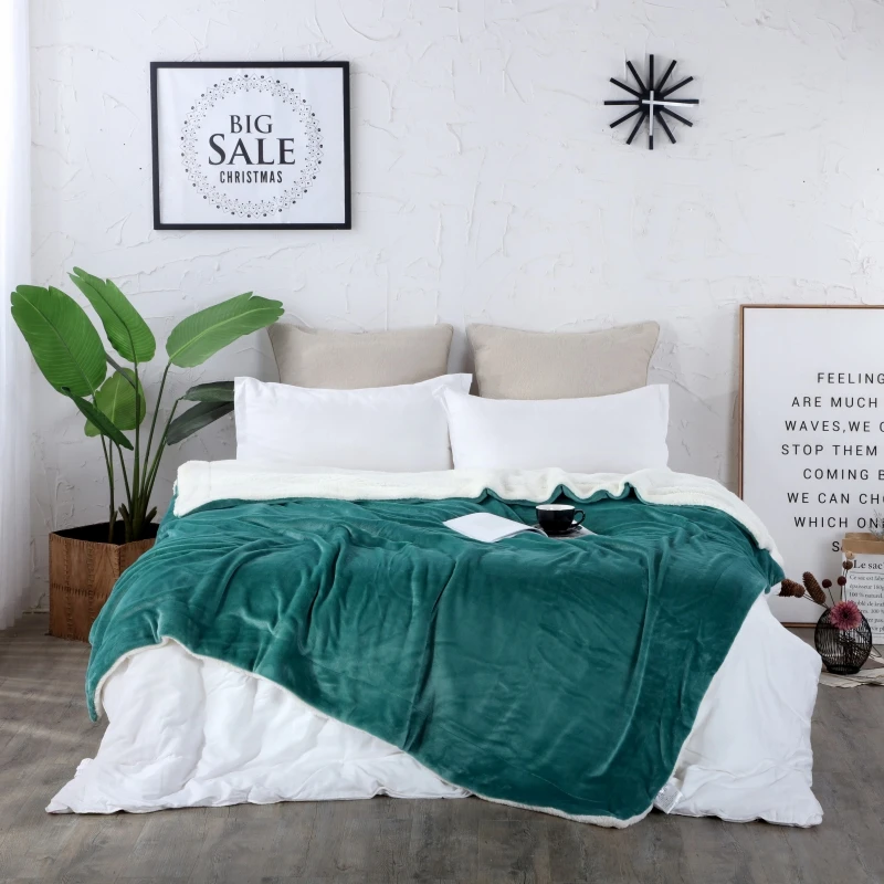 Kaufen Speisen Grün Winter Wolle Decke Frettchen Kaschmir Decke Warme Decken Fleece Plaid Super Warme Werfen Auf Sofa Bett 150x200 cm Größe