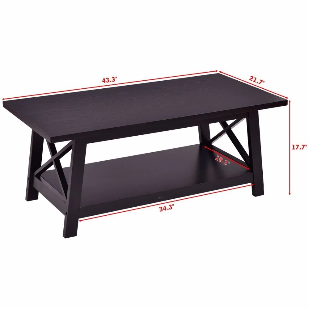 Giantex Coffee Table Rectangle Cocktail Side End w/ Storage Shelf Living Room Furniture Home Furniture HW55016