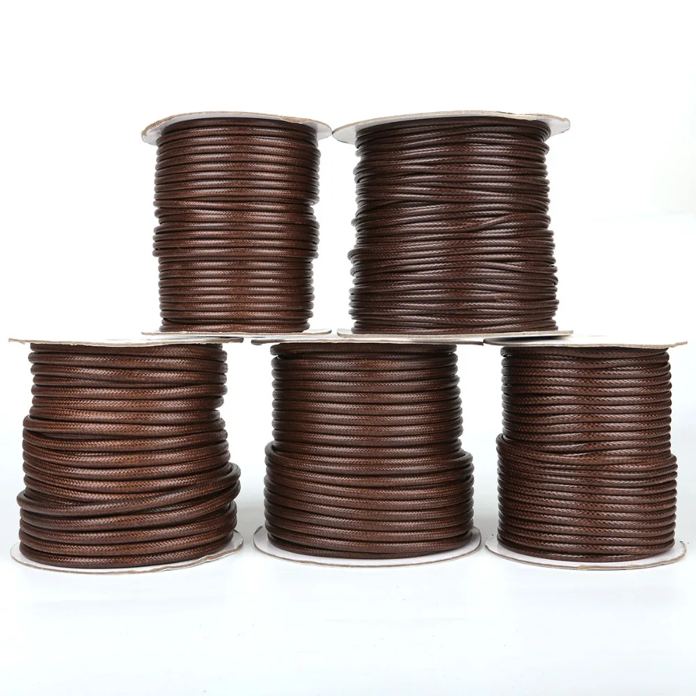

Hot Sale 5-10m Dia 2.5/3/3.5/4/5mm Brown Round Waxed Cord Rope String Strap for DIY Necklace Bracelet Jewelry Findings Making