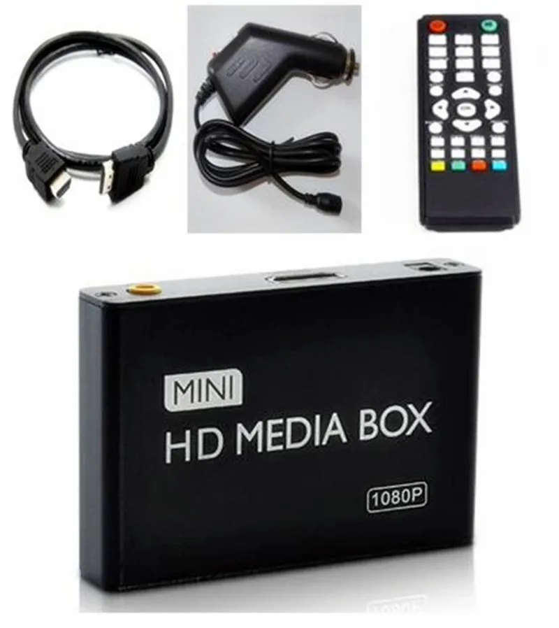 REDAMIGO 1080P Mini Media Player For Car HDD MultiMedia Video Player Media Box With Car Adapter AV USB SD/MMC