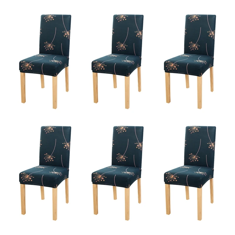 Чехол для стула с принтом, 6 шт., растягивающийся, не грязный, упругое сиденье, чехол, используемый для свадебной вечеринки, дома, кухни, столовой - Цвет: Skobeloff