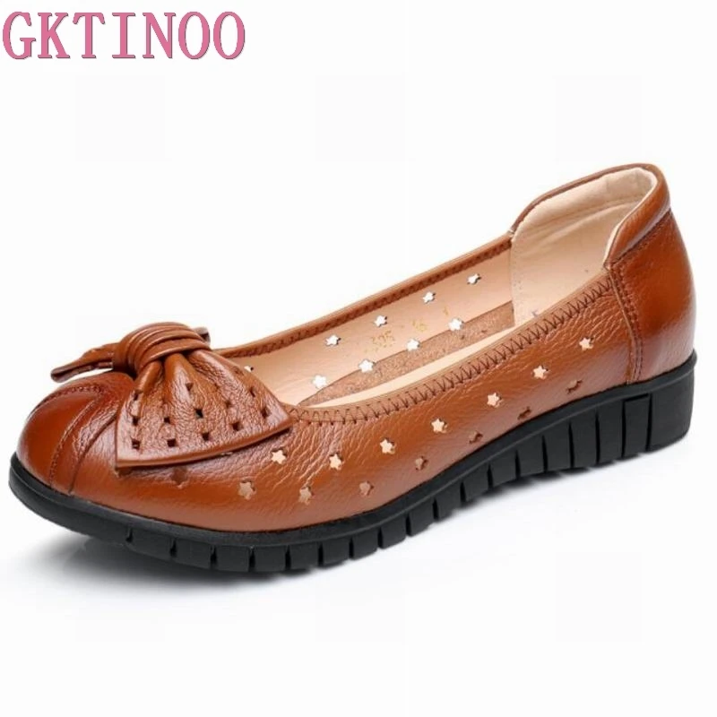 

GKTINOO Plus size 34-43 women genuine leather flat shoes woman work shoes newest fashion female casual single shoes women flat