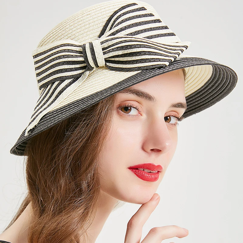 Летние плоские солнечные шляпы для женщин Chapeau Feminino соломенная шляпа Панама Стиль кепки сбоку с бантом Путешествия пляжный набор игрушек для детей шапка девочка тропическая шляпа