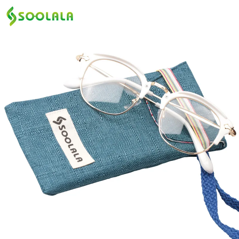 SOOLALA Semi Rimmed Reading Glasses Half Frame Clear Lens Women Men