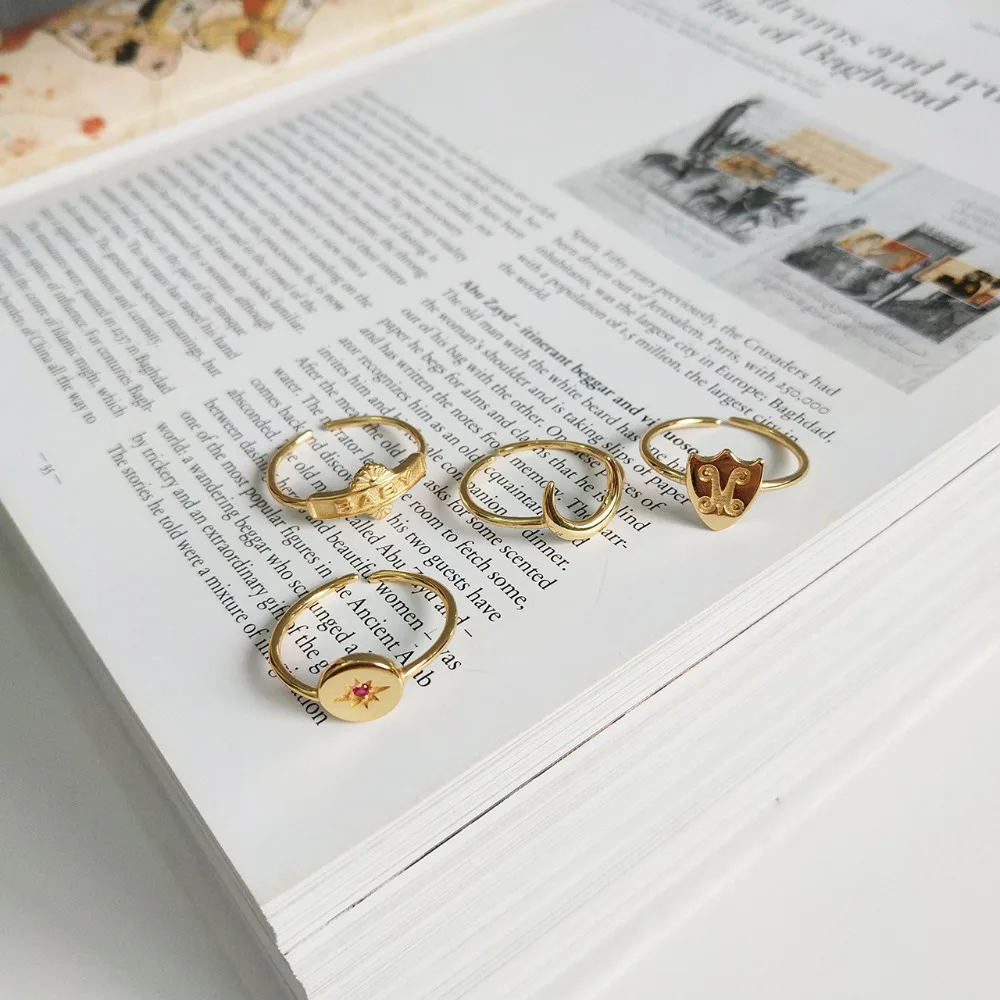 New Fashion 925 Sterling Silver Rings For Women Girls Letter Baby Moon Star Openwork Ring Set Gifts Anillos Plata 925 Para Mujer (1)