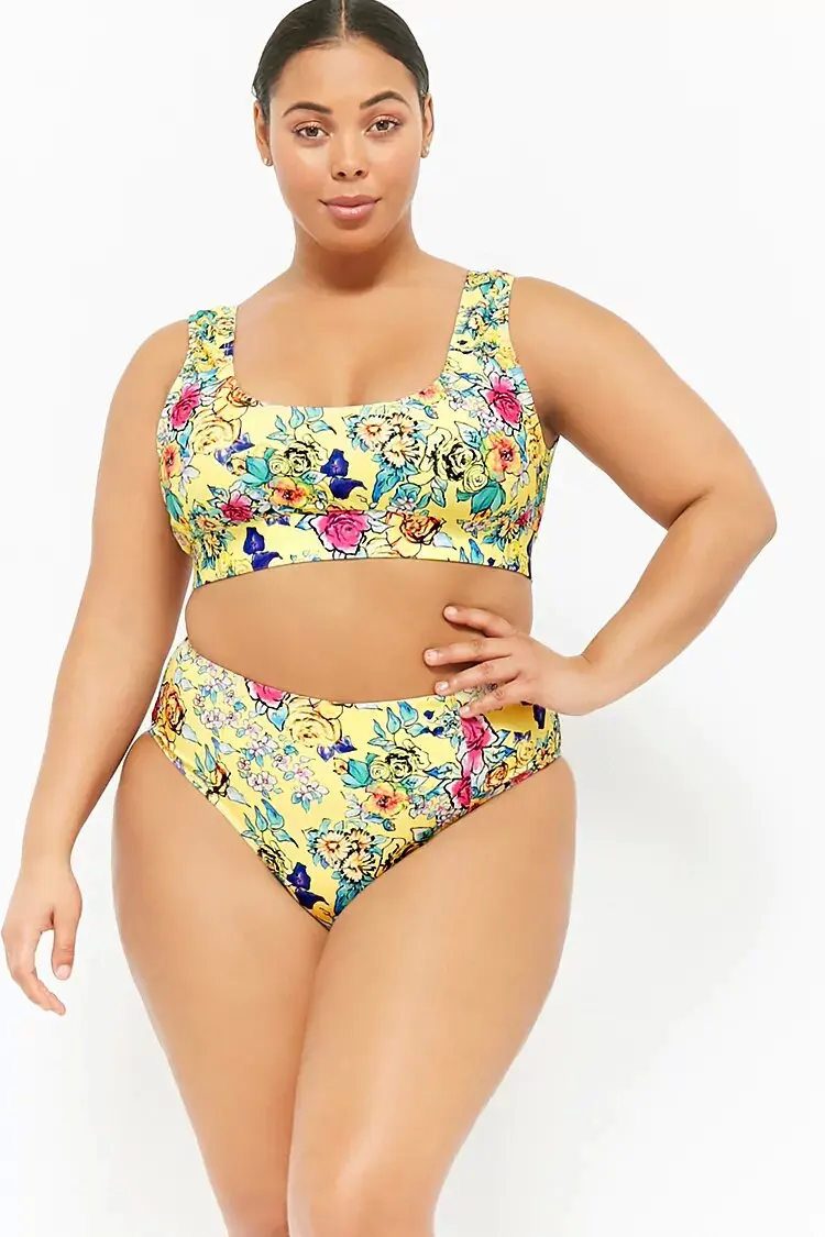 2018 new Bikinis For Big Women swimsuit Plus Size L 3XL two piece flora