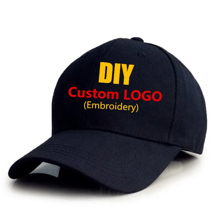 

Only 1pcs free logo Cruved Baseball Caps Men Cotton DIY Embroidery Logo Snapback Hats Trucker Cap Women Fitted Dad Hat