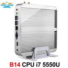 Причастником B14 безвентиляторный настольный компьютер Barebone HTPC Мини-ПК I7 5550U с Intel Core I7 5550U Окна 10 Бесплатный Wi-Fi HDMI кабель
