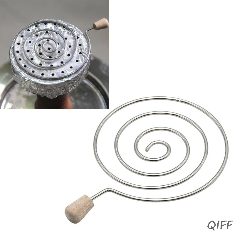 

Metal Swirl Hookah Charcoal Holder Carbon Filter Shisha Bowl Accessories Shield with Wooden Handle