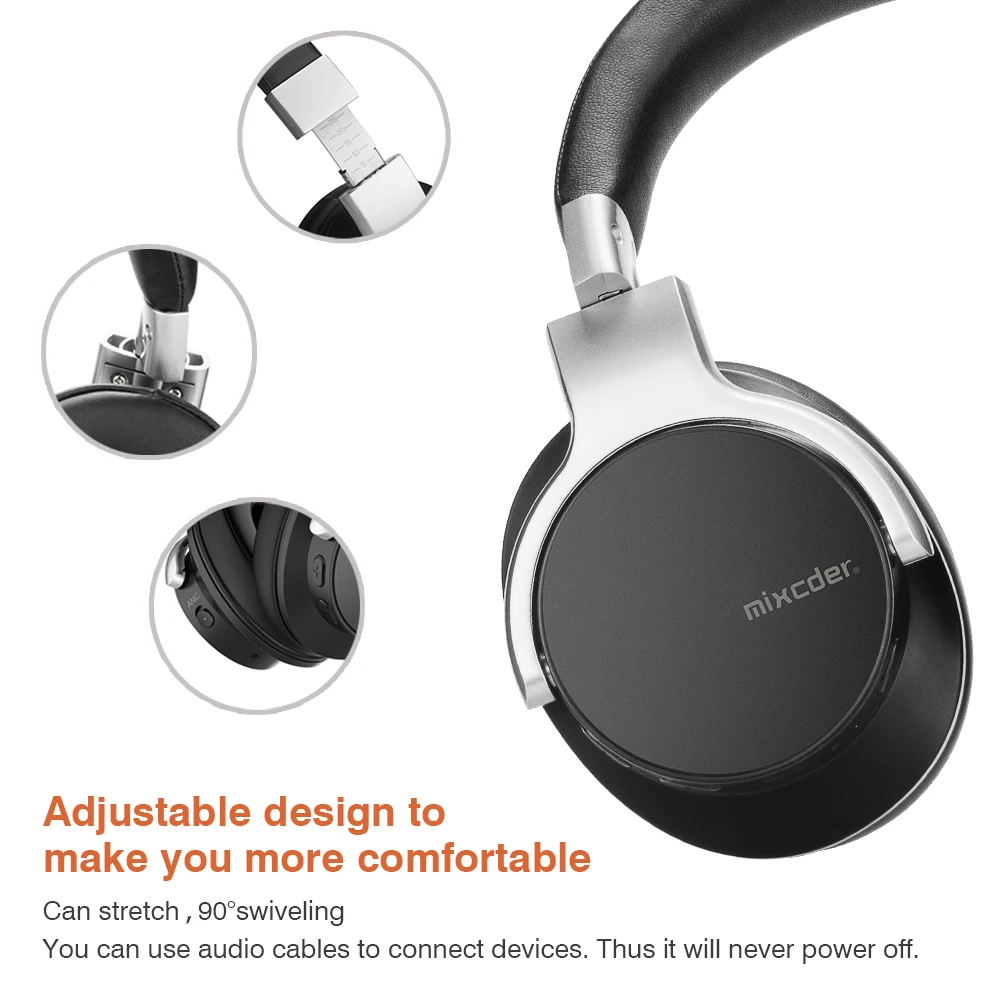 Mixcder E7 Active Noise Cancelling Wireless Bluetooth Headphones with Mic Hi Fi Stereo Headset Deep Bass Over Ear Headphone