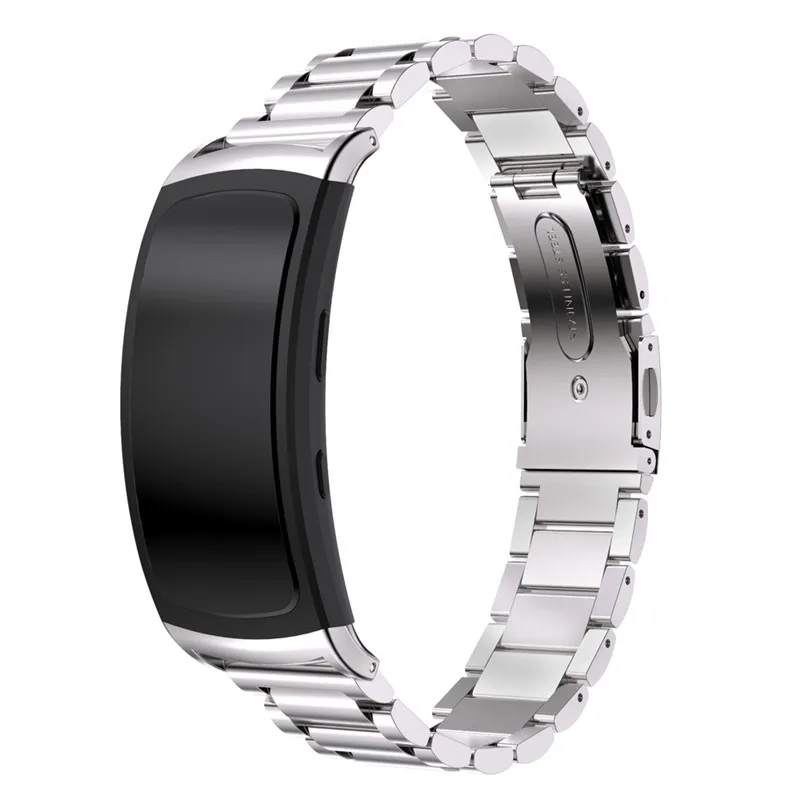 Серебристый Браслет из нержавеющей стали, ремешок для часов samsung gear Fit 2 SM-R360 Замена для умных часов, браслет для samsung gear fit2 - Цвет: Серебристый