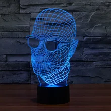 Фантастический дизайн 3D декор для мужчин с солнцезащитными очками форма творческий ночник Прохладный лампы как подарок на день Святого Валентина