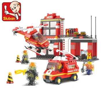 

Sluban 0225 371Pcs City Fire Station DIY Toys Firefighter Building Blocks Educational gifts for children Compatible With Toys