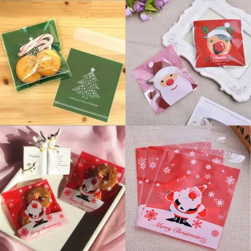 

20x Pop Self Adhesive Cookie Candy Package Favors Gift Bags Cellophane Christmas Party Plastic Bags Xmas