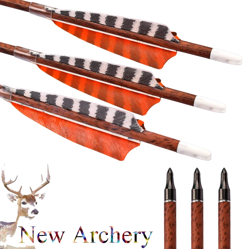 

12Pcs Mixed Carbon Arrows Wood Camo Spine 400 Turkey Feather Screw 100 Grain Point Recurve Compound Bows Archery Free Shipping