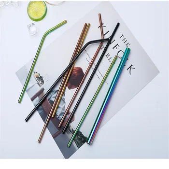 

8PCS/set 304 Stainless Steel Pipe Drink Milk Tea Coffee Cocktail Straw Colored Metal Straw