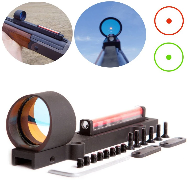 

New Lightweight Red and Green Fiber 1x28 Red Dot Sight Hunting Scope Fit Shotguns Rib Rail Hunting Shooting