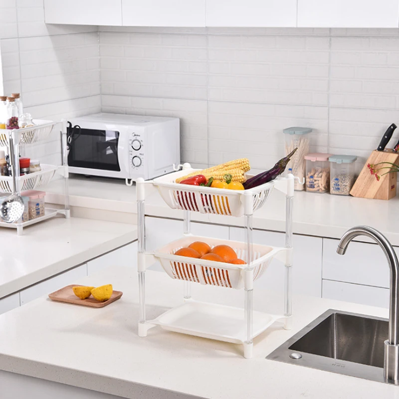 3/4 слоев пластика может быть сложено хранилище корзина для фруктов и овощей держатели стеллаж для хранения много мусора кухонные инструменты ванная комната стеллаж