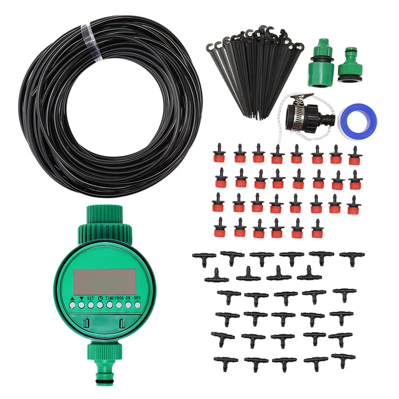 

More Choices 25M Drip Irrigation System Plant Automatic Rubber Self Watering Controller Garden Hose Kits+30x Adjustable Dripper