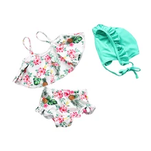 Купальники для девочек пляжная одежда купальные костюмы с цветочным принтом детский купальный костюм Купальники для маленьких девочек