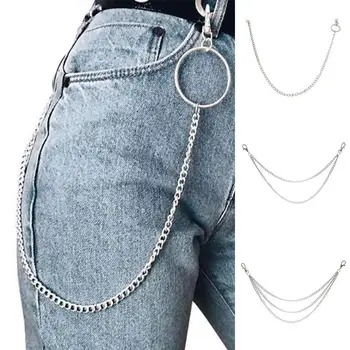 

1/2/3Layer Rock Punk Hook Trousers Pant Waist Link Belt Chain For Men Women Metal Wallet Silver Chain Men Jewelry Pants Chain