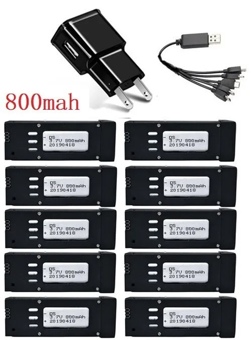 3,7 V 800 mAH Lipo Батарея и Зарядное устройство для Eachine E58 JY019 S168 для RC Quadcopter запасной Запчасти 3,7 v Радиоуправляемый Дрон Батарея 721855 10 шт - Цвет: Цвет: желтый