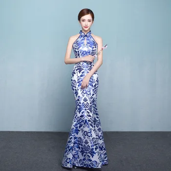 

Wedding Party Cheongsam Oriental Evening Dress Chinese Traditional Womens Elegant Slim Qipao Sexy Long Robe Retro Vestidos New