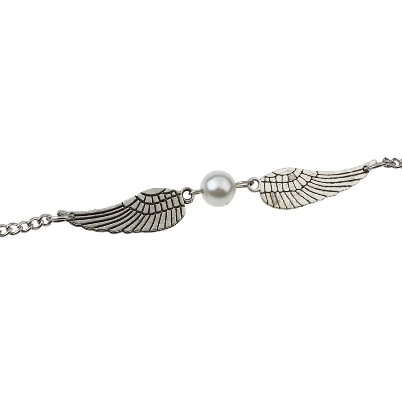 Серебро бесконечность Ретро Жемчуг Крылья ангела, ювелирные изделия голубь мира браслет#0