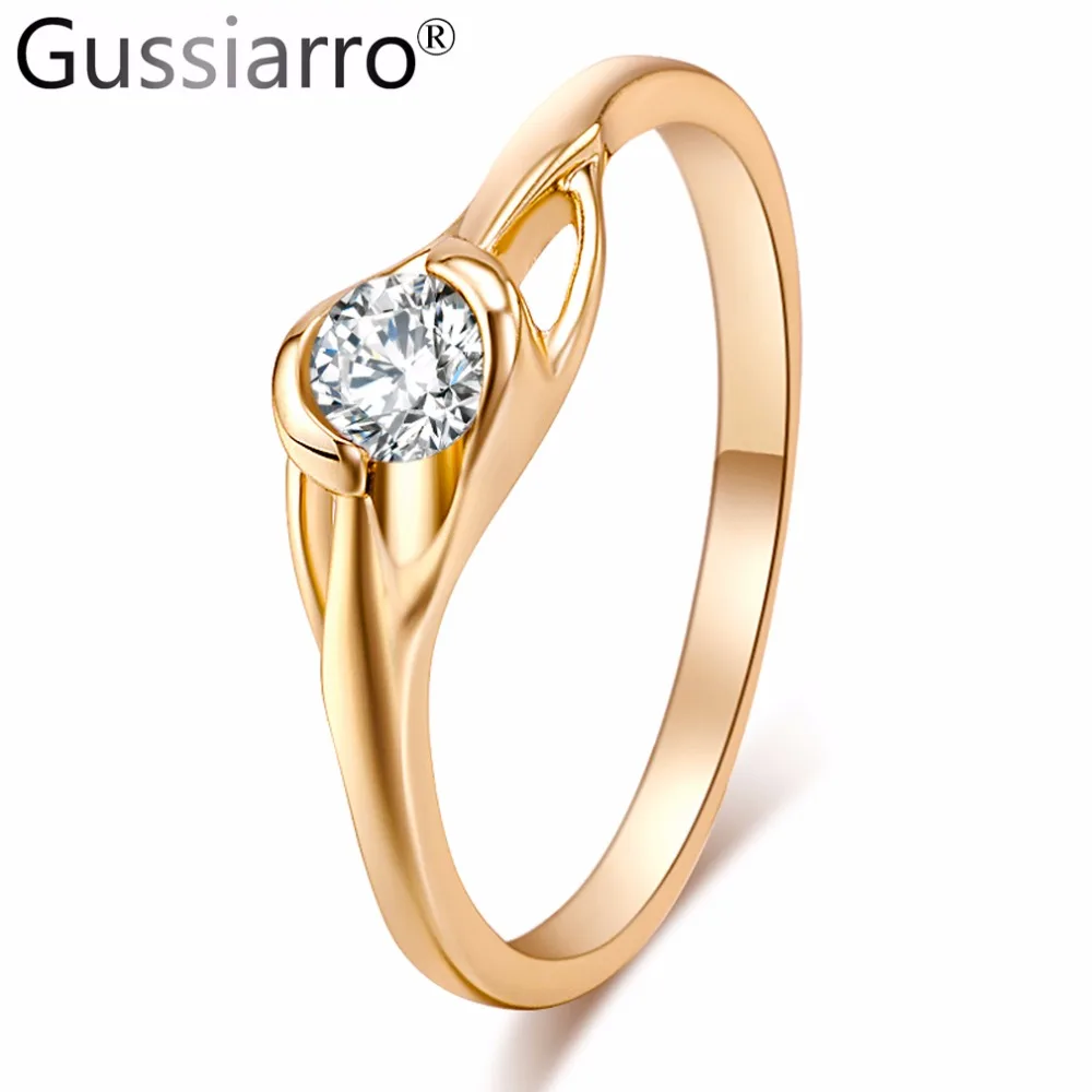 Gussiarro 2019 Trengy Золото Цвет монтажа Анель feminino aneis bijoux 0 5 ct ясно кубический цирконий