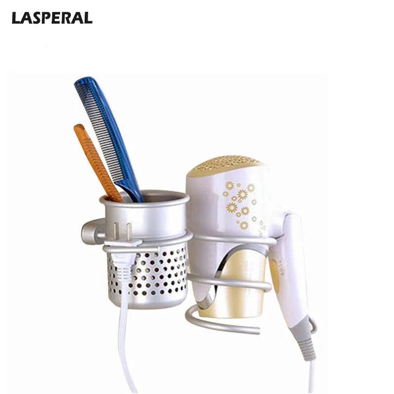 

LASPERAL Simple Aluminum Bathroom Shelf Holders Wall-mounted Hair Dryer Rack Hairdryer Spiral Support Holders Storage Organizer