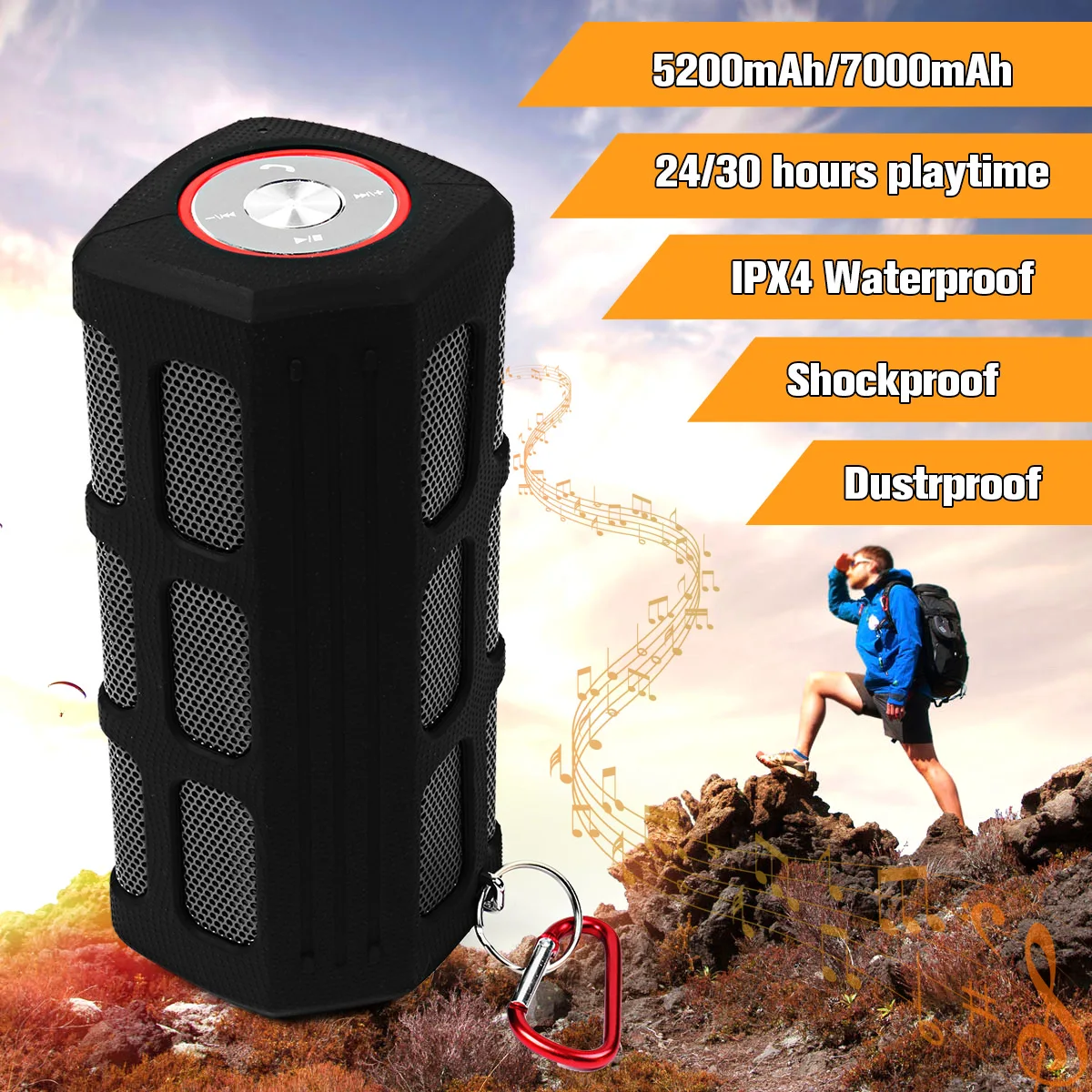 

Waterproof Shockproof Dustproof Bluetooth Speakers 5200mAh/7000mAh Power Bank Wireless Outdoor Sports Portable Subwoofer