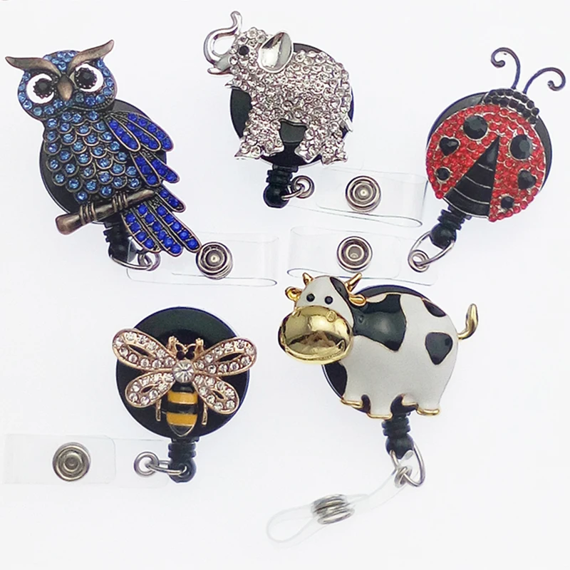 

Eelephant animal honey bee retractible badge Reel red ladybug id credential holder owl brooch cow woking holder