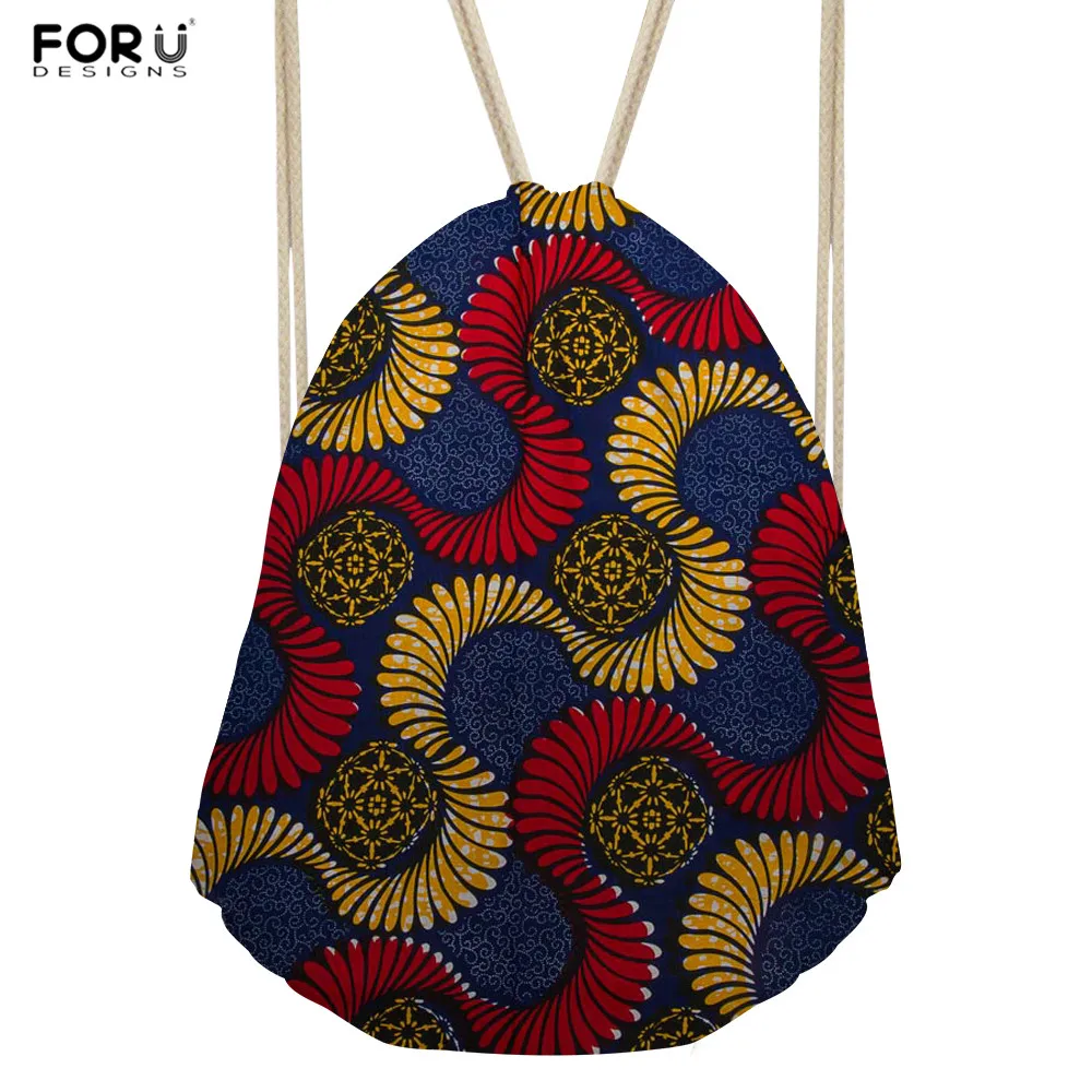 FORUDESIGNS Drawstring сумка в африканском стиле традиционные печатные сумка для хранения Для женщин Мужская обувь сумка для девочек-подростков