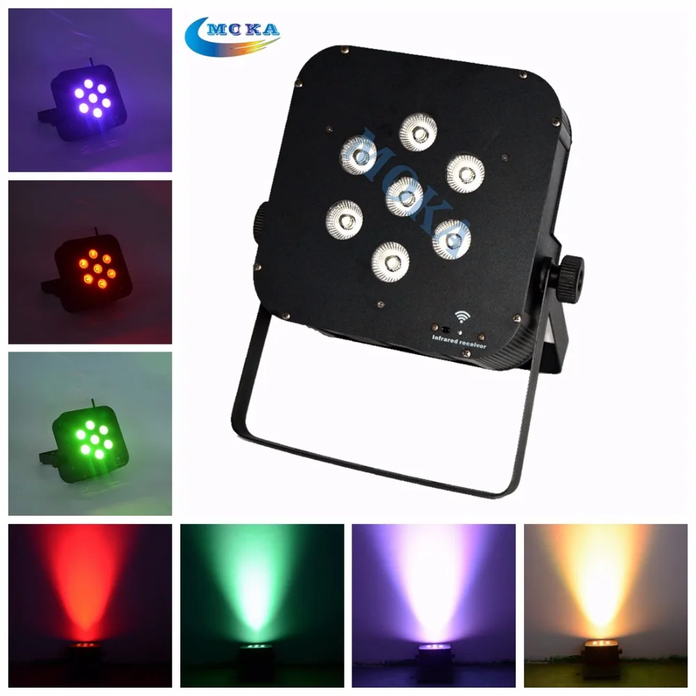 

6 pcs/lot Flat Par 7x10w LED par Light Wireless Battery led Par Can lights Battery LED par flat