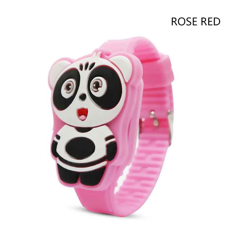 Reloj Infantil откидная крышка 3D Медведь Мультфильм цифровые часы для детей электронные детские часы резиновые для мальчиков и девочек часы для детской - Цвет: Rose