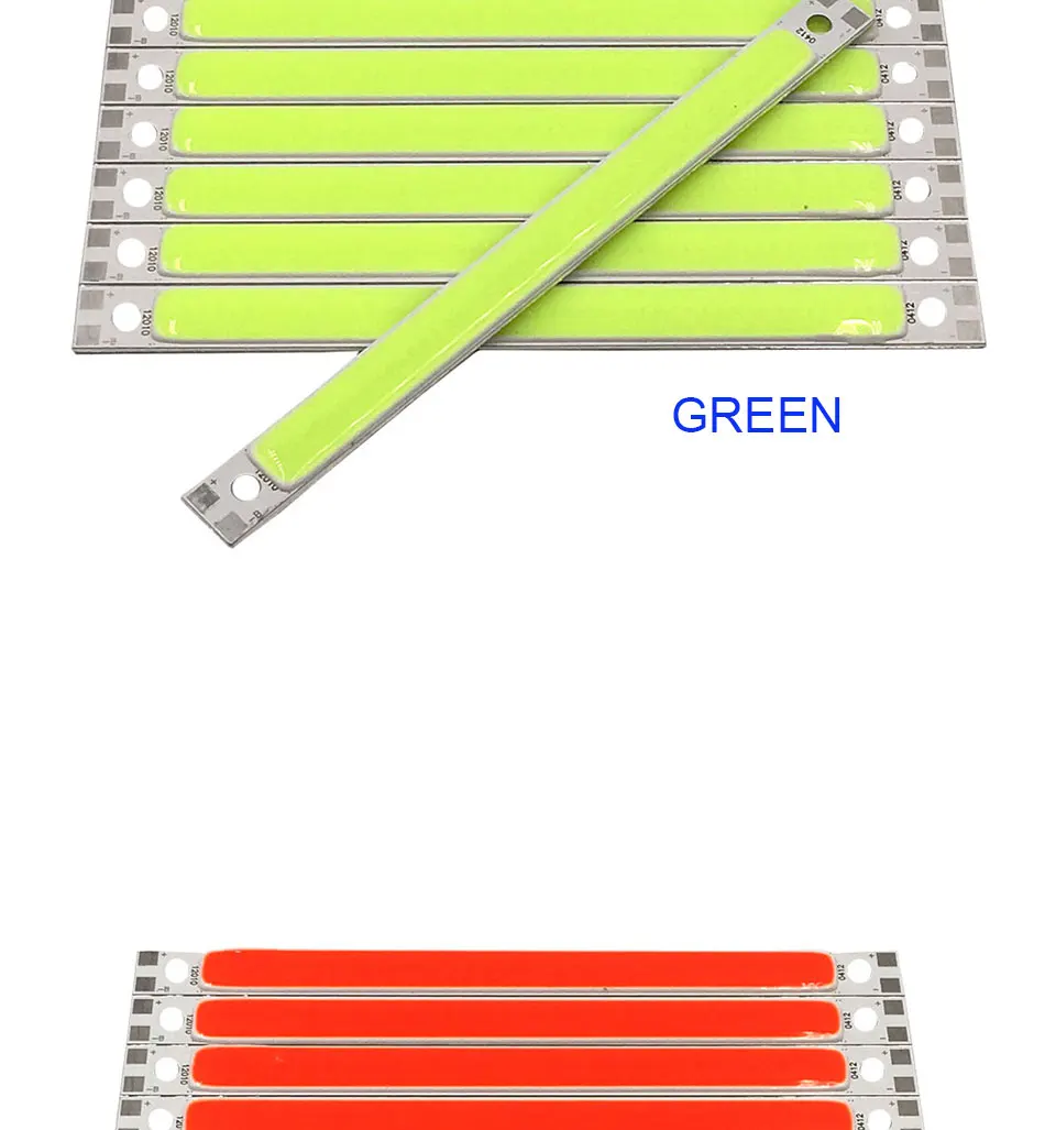 120mm 4.72in LED Bar Light Strip COB Bulb 12V 7W 10W LED Lamp Green Blue Red White Emitting Colors 12010mm COB Chip (10)