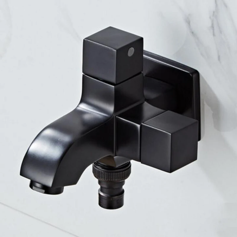 

Bibcock Faucets Golden/Black Brass Wall Mounted Double using Bathroom Washing Machine faucet Outdoor garden mixer Basin Tap