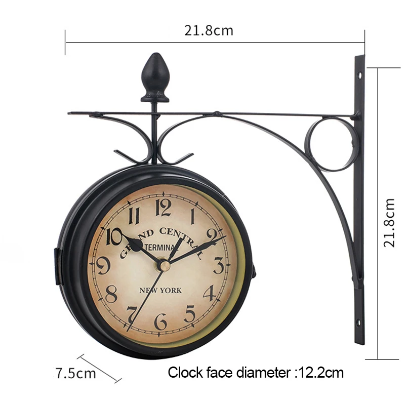 Двухсторонние настенные часы европейские классические часы из кованого железа винтажные декоративные часы для гостиной модные бесшумные Подвесные часы для сада
