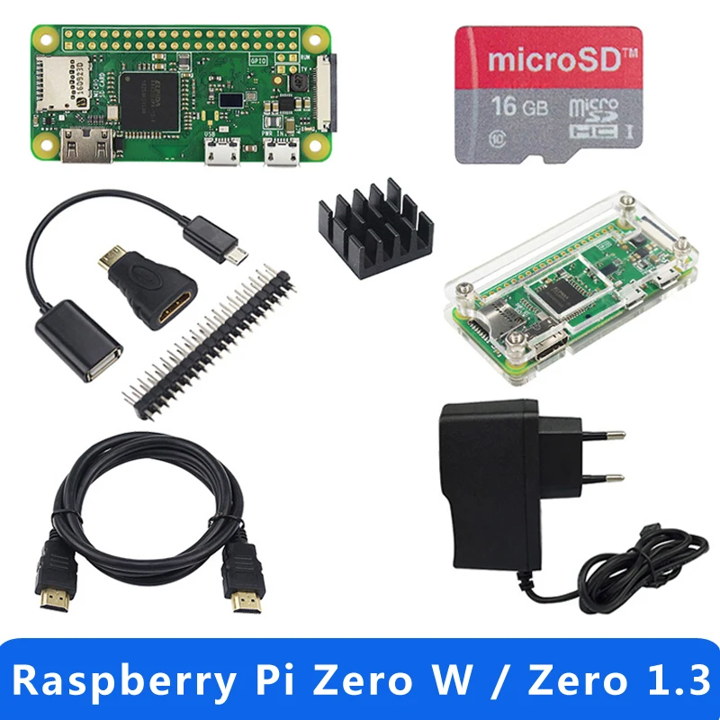 Лидер продаж Raspberry Pi Zero 1,3 или Raspberry Pi Zero W стартовый комплект + акриловый чехол + GPIO заголовок + теплоотвод 1 ГГц процессор 512 Мб оперативная