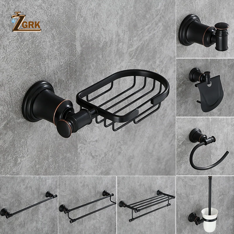 ZGRK набор материалов для ванной, черное платье, крючок, вешалка для полотенец, барный лоток, держатель для бумажных зубных щеток, аксессуары для ванной комнаты