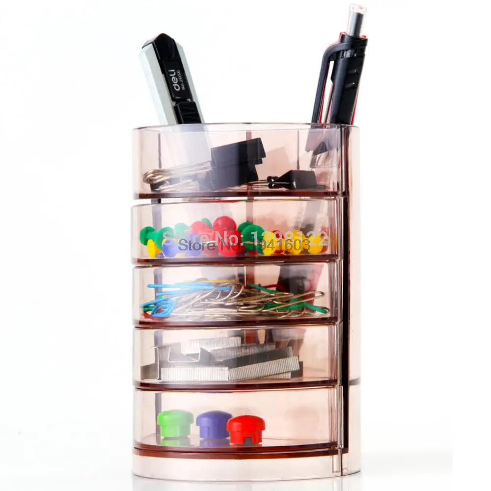 1 Pcs Four plastic pen holder Deli 906 effective home office storage