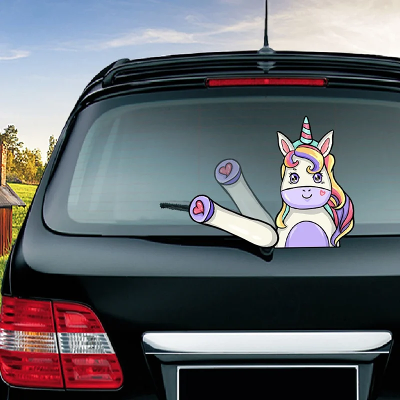 Unicorn Waving Wiper Decals PVC Car Stickers Rear Window Wiper Stickers Rear Windshield Stickers Car Decals