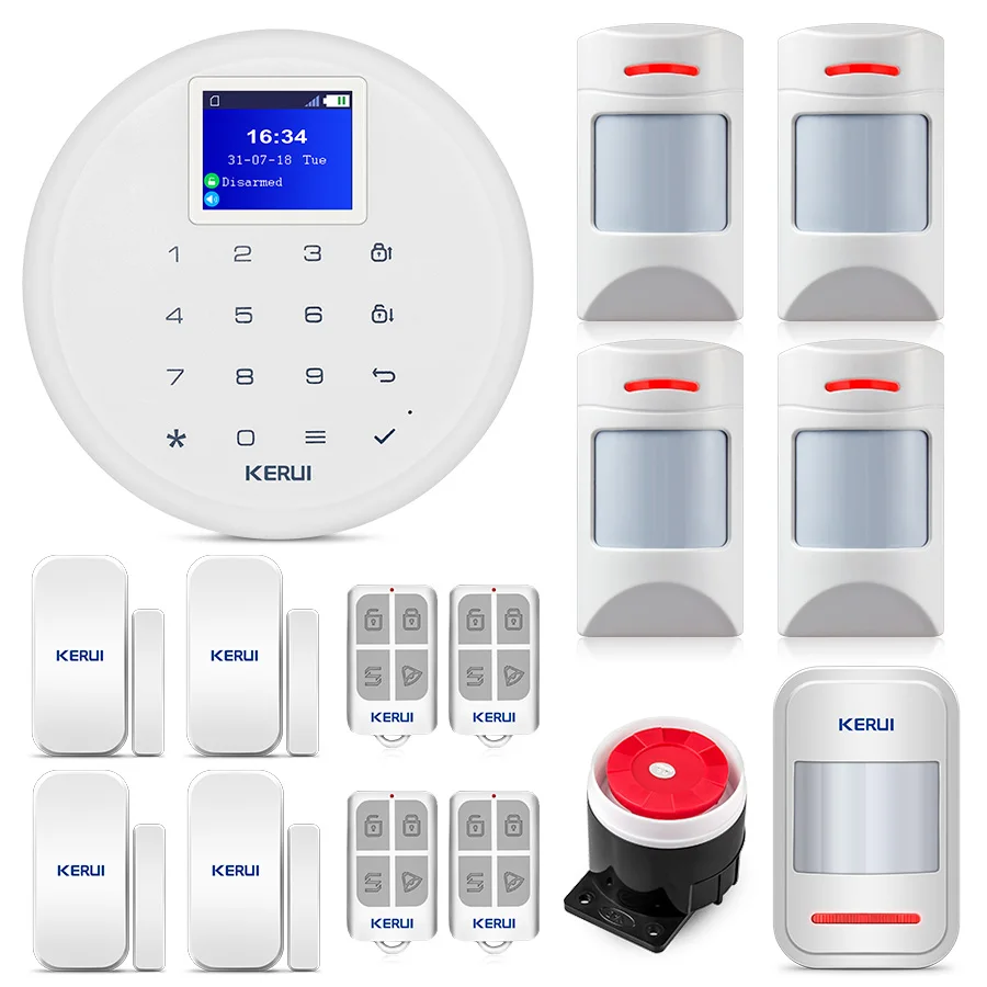 

KERUI G17 Home Alarm GSM Security Alarm 1.7 Inch TFT Touch Screen System Anti-Pet PIR Sensor Detector Motion Detector Safe